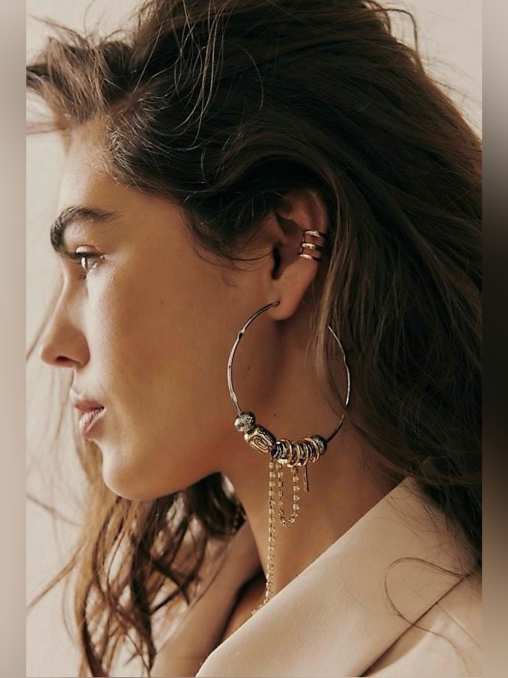 🌺Free People Flume Mixed Metal Hoop Earrings w
